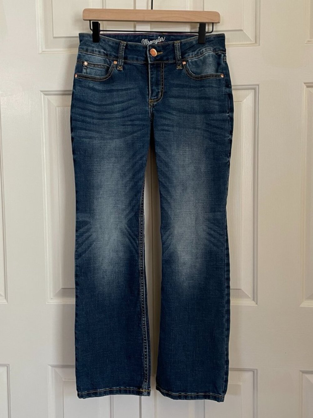Wrangler Retro Mae Bootcut Jeans 5x30 Dark Wash Western Embroidered